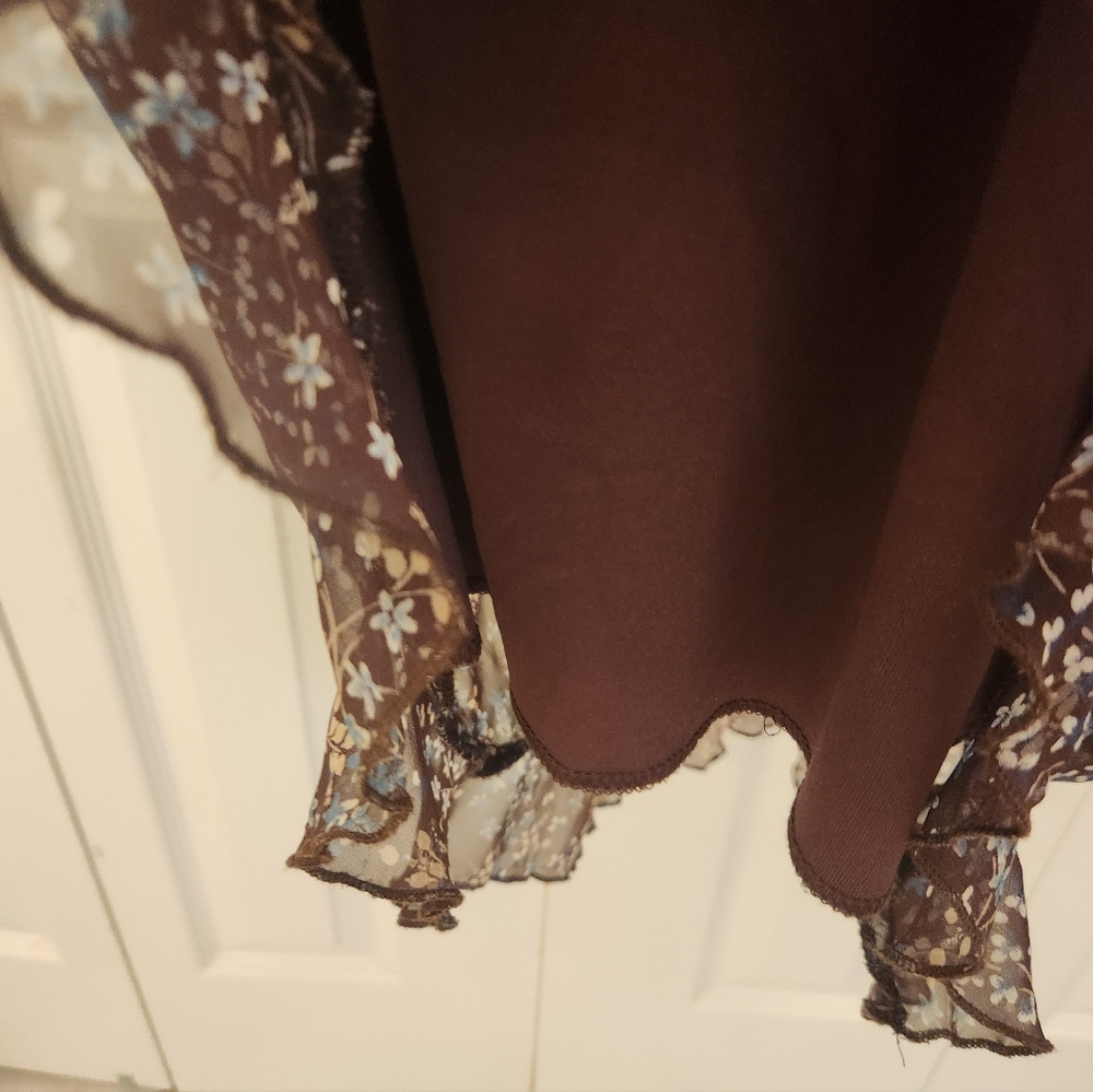 Jonathon Martin Floral Brown And Blue Sleeveless Dress - Picture 4 of 7